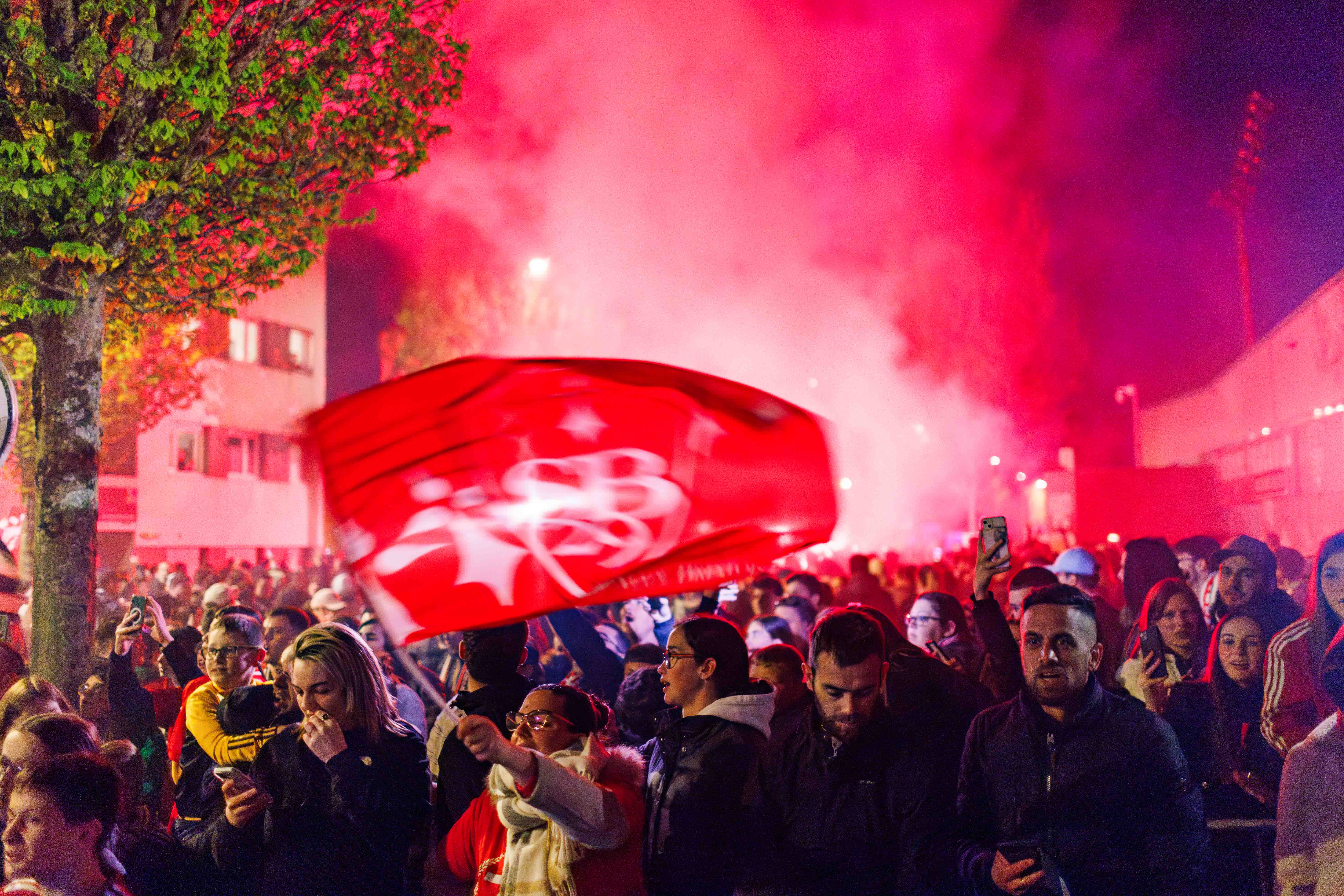 Accueil des supporters du Stade Brestois, suite à la victoire de Brest contre Rennes, qualificative pour la Coupe dEurope.
